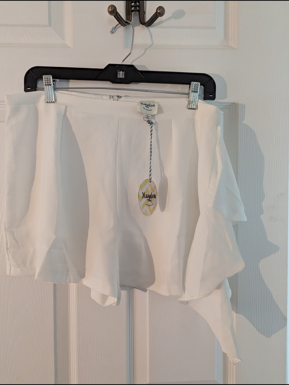 Hayden White Asymmetrical Ruffle Shorts